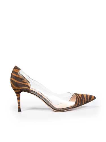 Gianvito Rossi Brown Suede Zebra Print Plexi PVC P