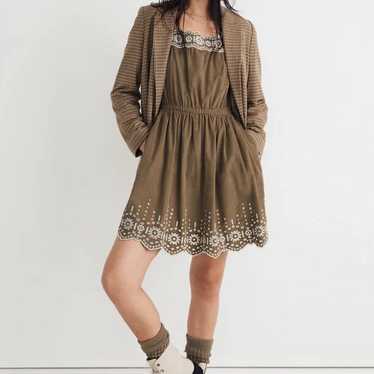 Madewell Embroidered Corduroy Square-Neck Mini Dre
