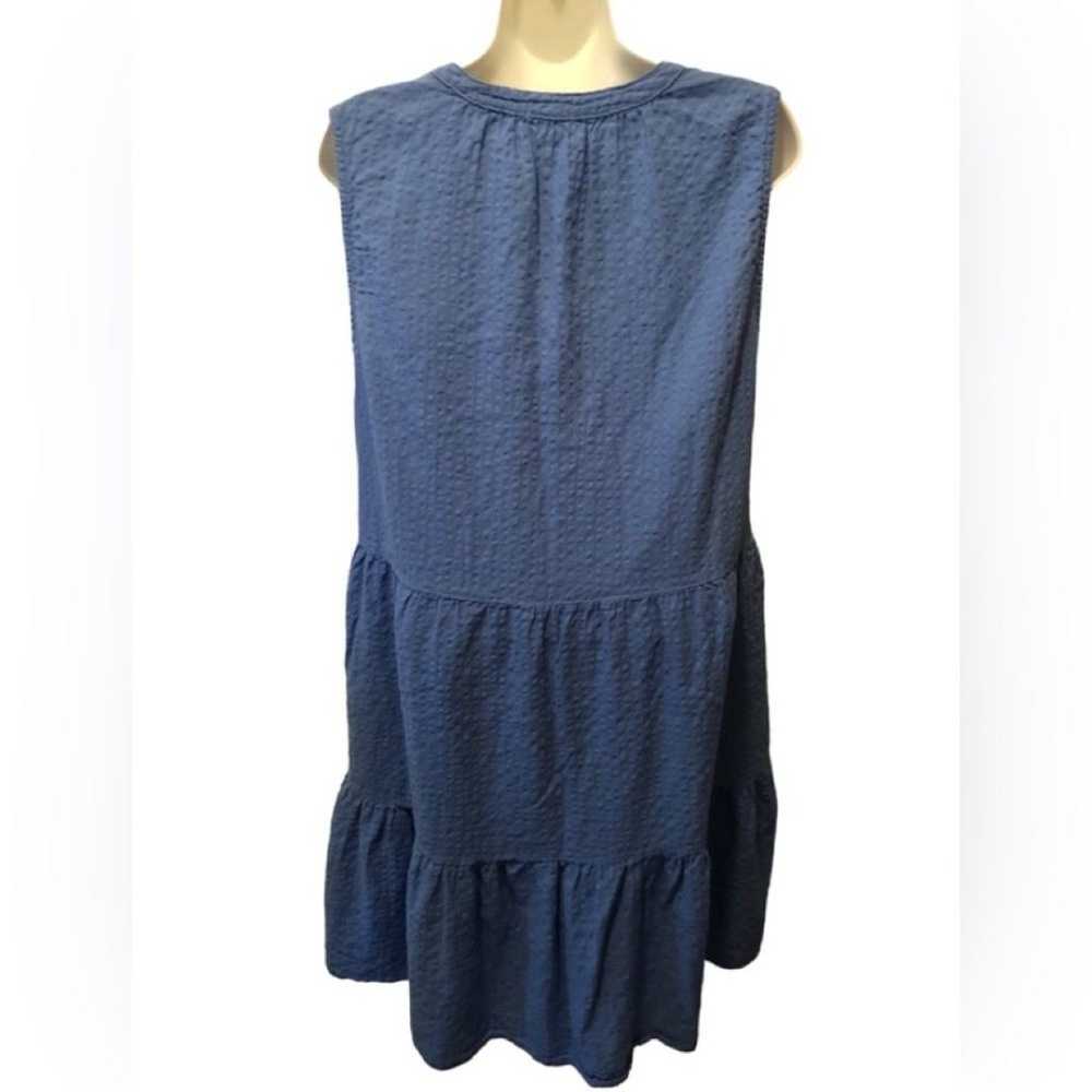 Dylan Reese Dress Sz. M 8/10 Blue Crinkle Cotton … - image 2