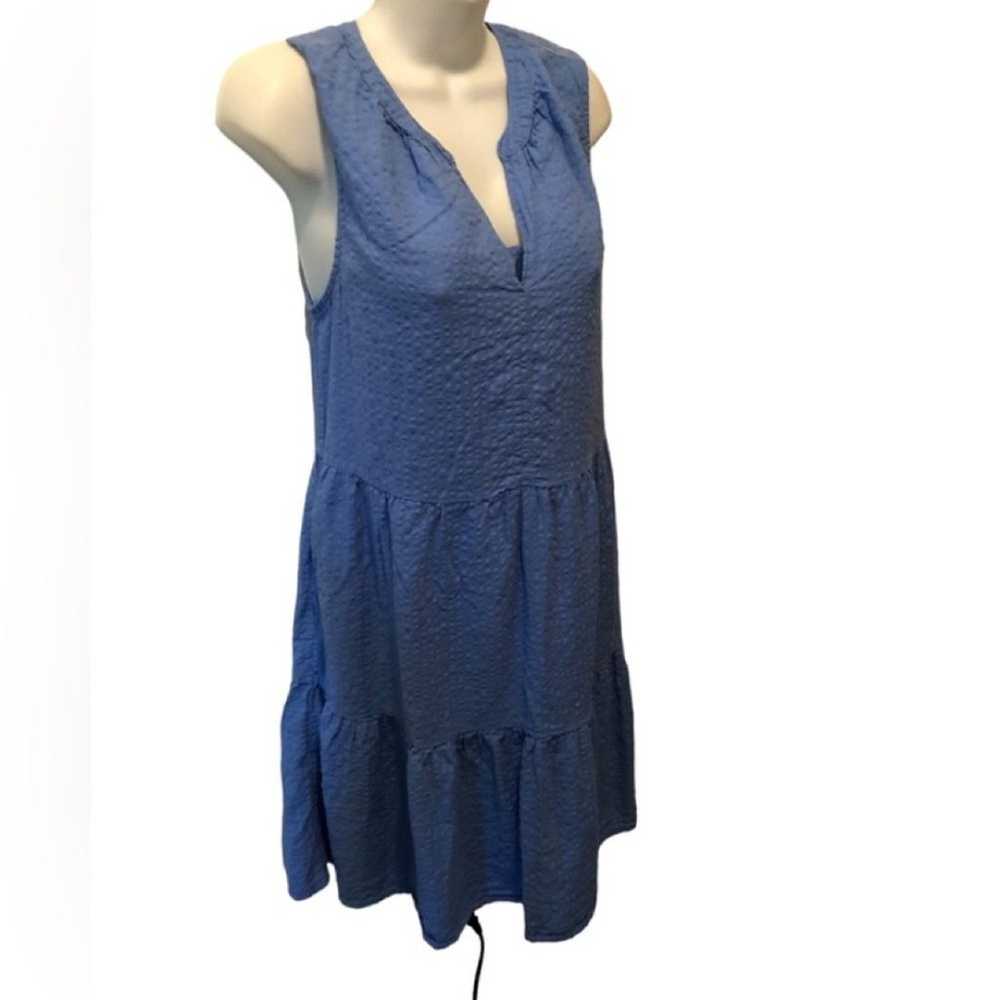 Dylan Reese Dress Sz. M 8/10 Blue Crinkle Cotton … - image 4