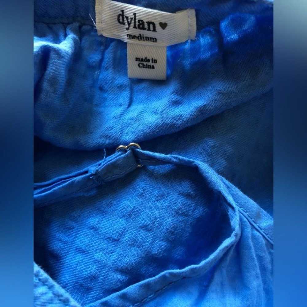 Dylan Reese Dress Sz. M 8/10 Blue Crinkle Cotton … - image 8