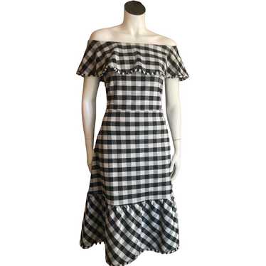 Off The Shoulders A-line Checkered Midi Dress 10