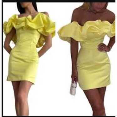 Yellow Off Shoulder Dresses for Women Ruffled Puff