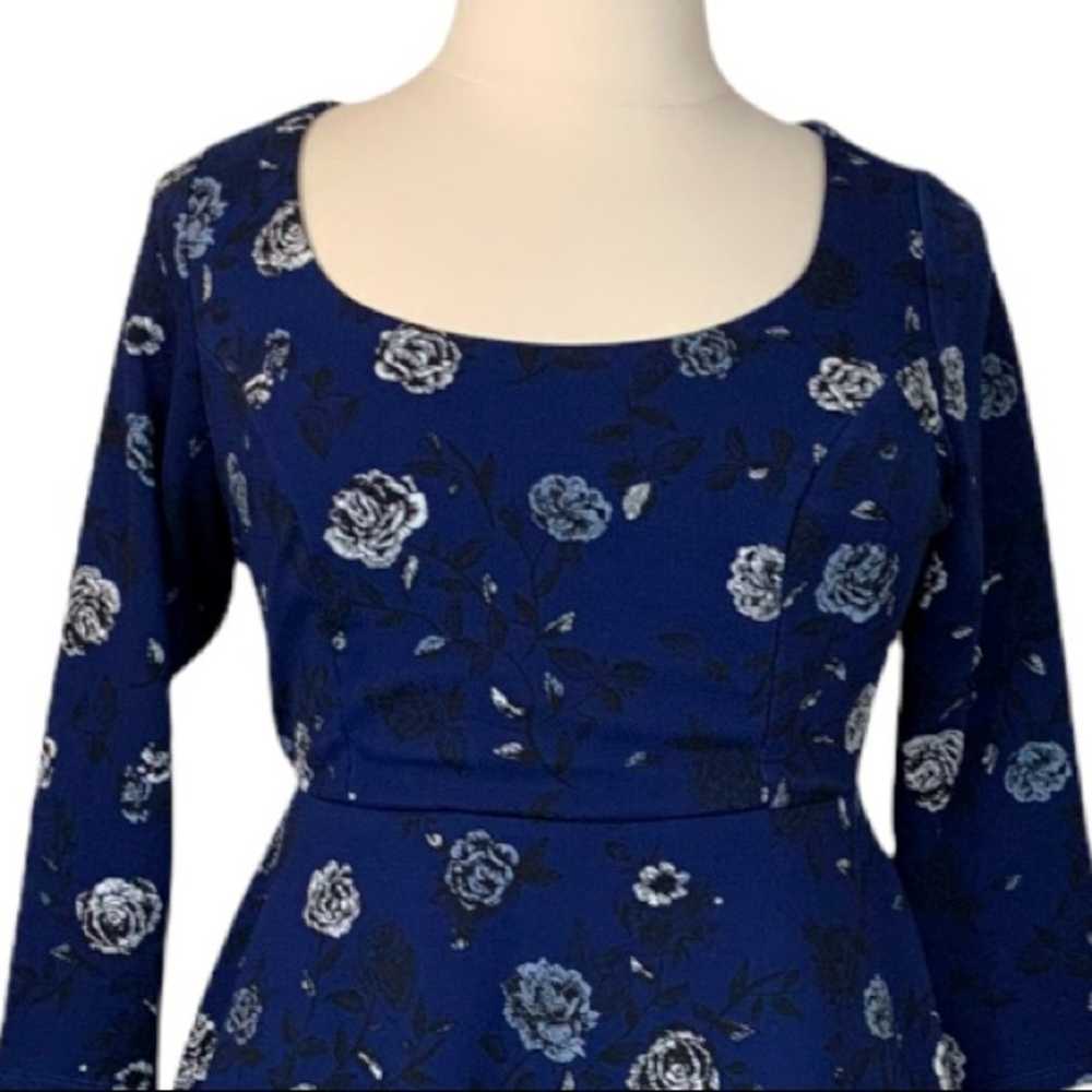 Torrid Women's Dress Scoop Neck Midi Blue Black F… - image 7
