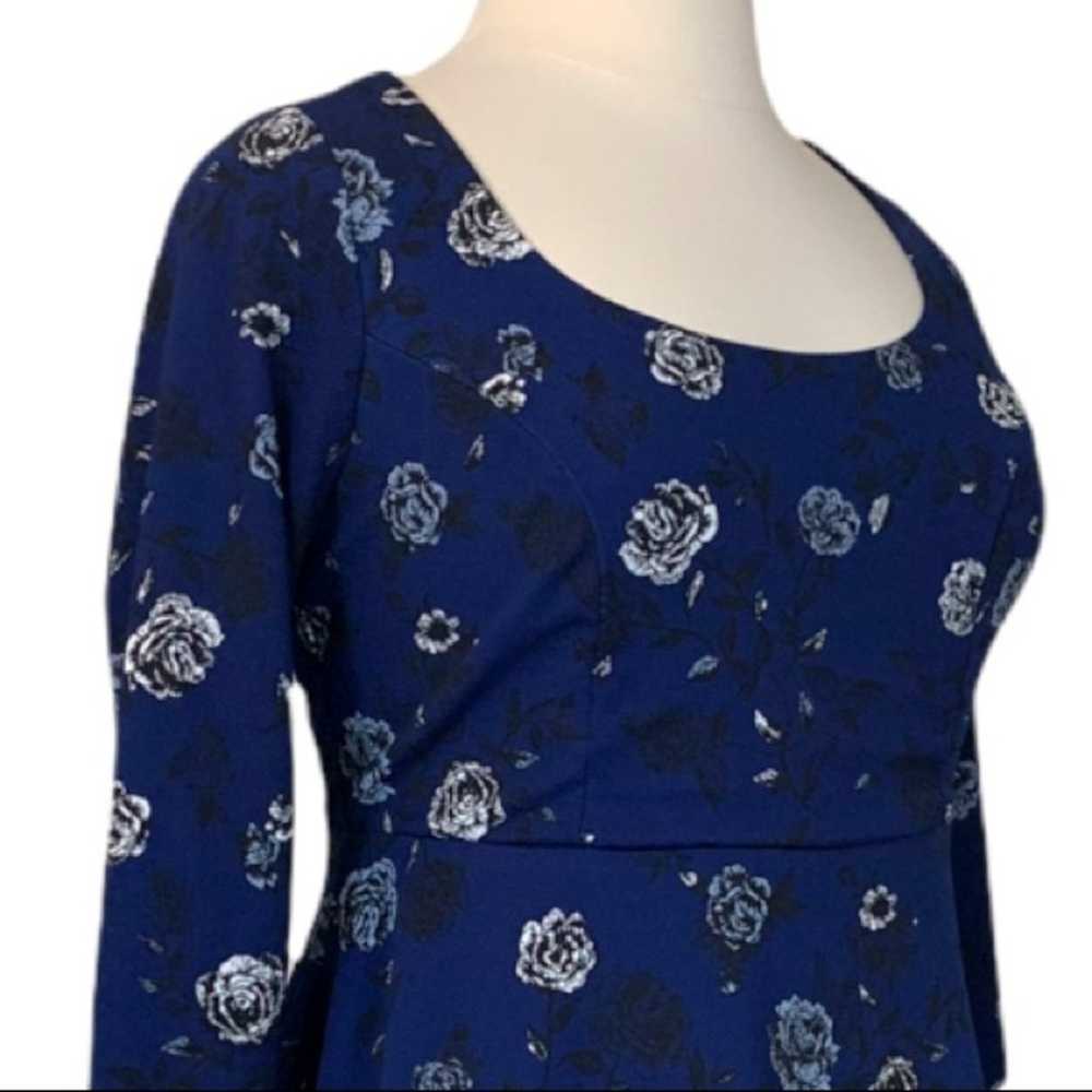Torrid Women's Dress Scoop Neck Midi Blue Black F… - image 8