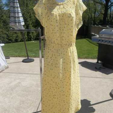 NWOT ANN TAYLOR LOFT YELLOW FLORAL PRINT DRESS L - image 1