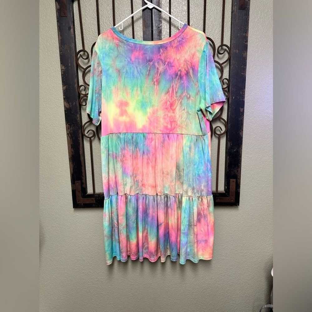 Oddy short sleeve multi color tie dye tiered baby… - image 2