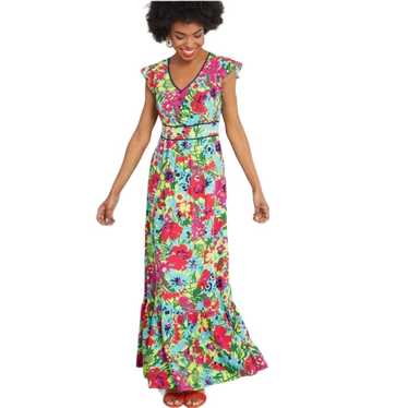 ModCloth "Eyes on You" Green Floral Maxi Dress | S