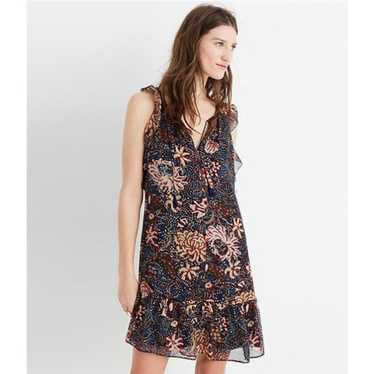 MADEWELL Navy Sea Floral Lily Ruffle Dress G6471 /