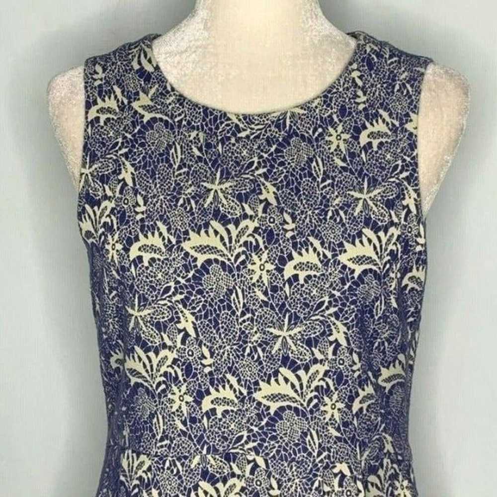 Floral Jacquard Shift Dress Blue Cream - image 1