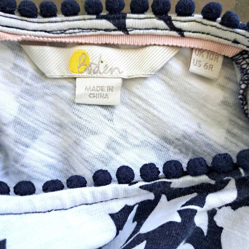 BODEN Trim Detail T-Shirt Dress Navy White Floral… - image 5