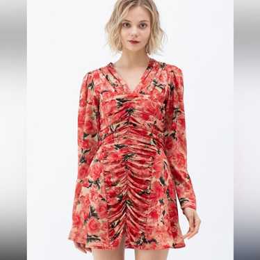Chicwish Ruched Floral Mini Dress