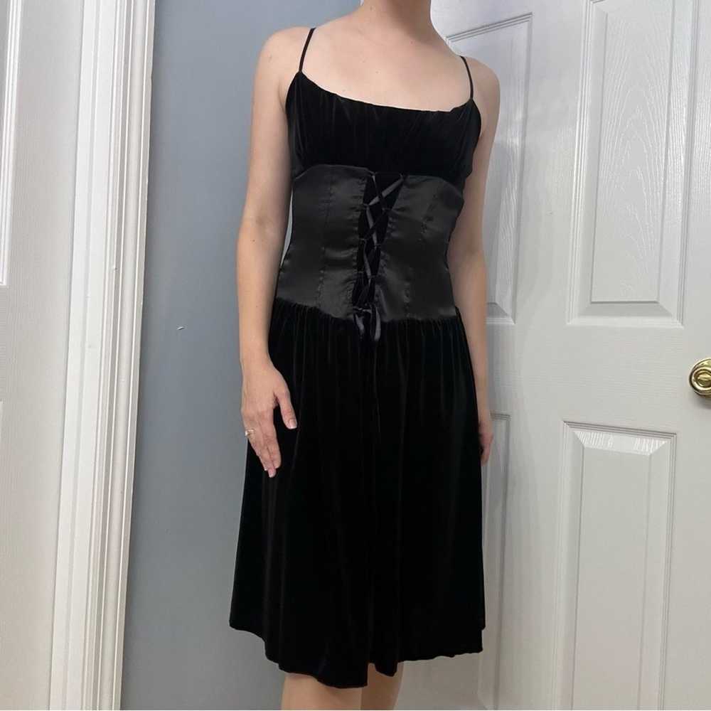 Vintage Dress Knee Length Velvet Lace Up Corset G… - image 8