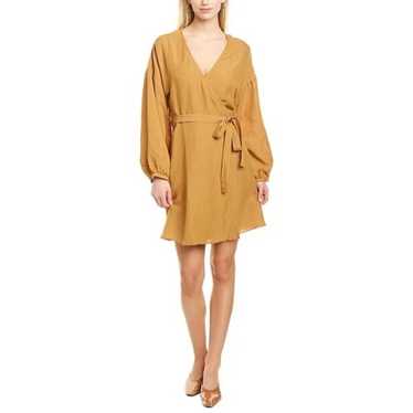 Madewell Linen-Blend Balloon-Sleeve Wrap Dress siz