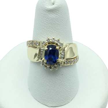 14K .50ctw Diamond and Sapphire Ring