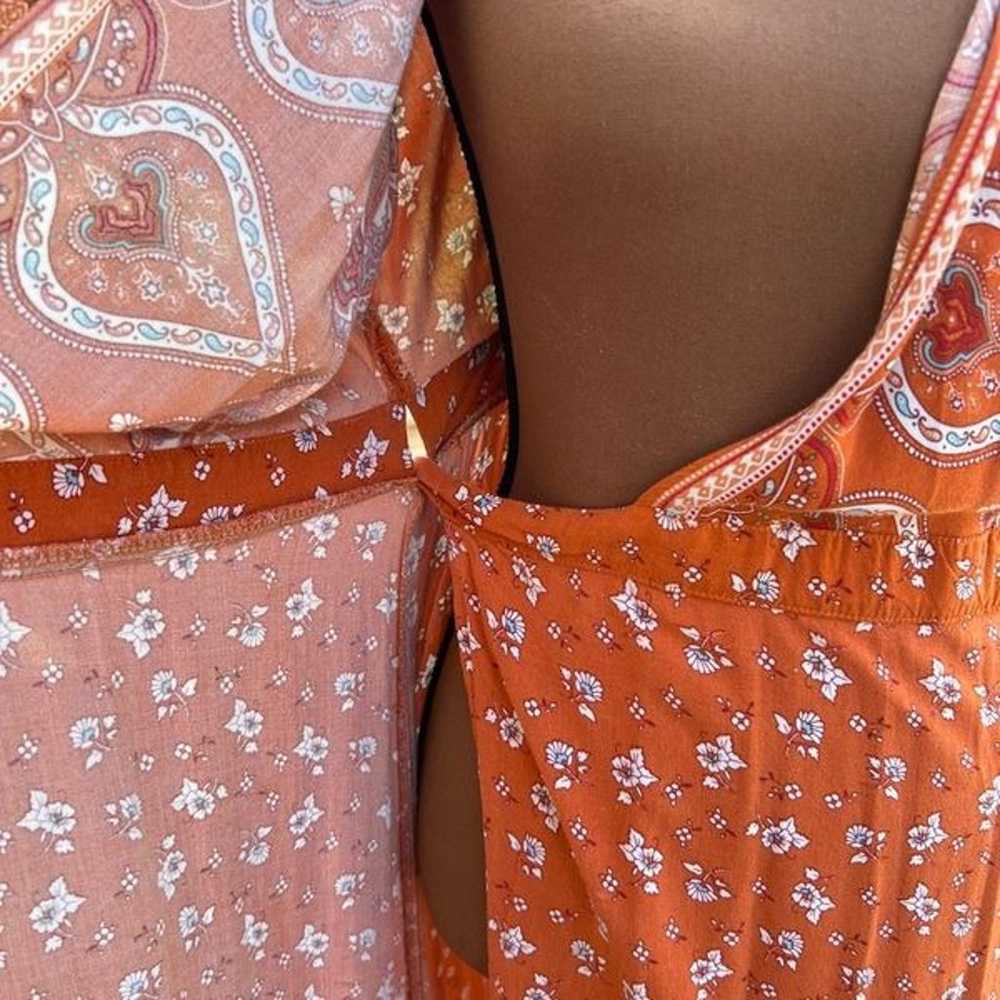 Zesica Boho Patterned Maxi Length Wrap Dress Sien… - image 8