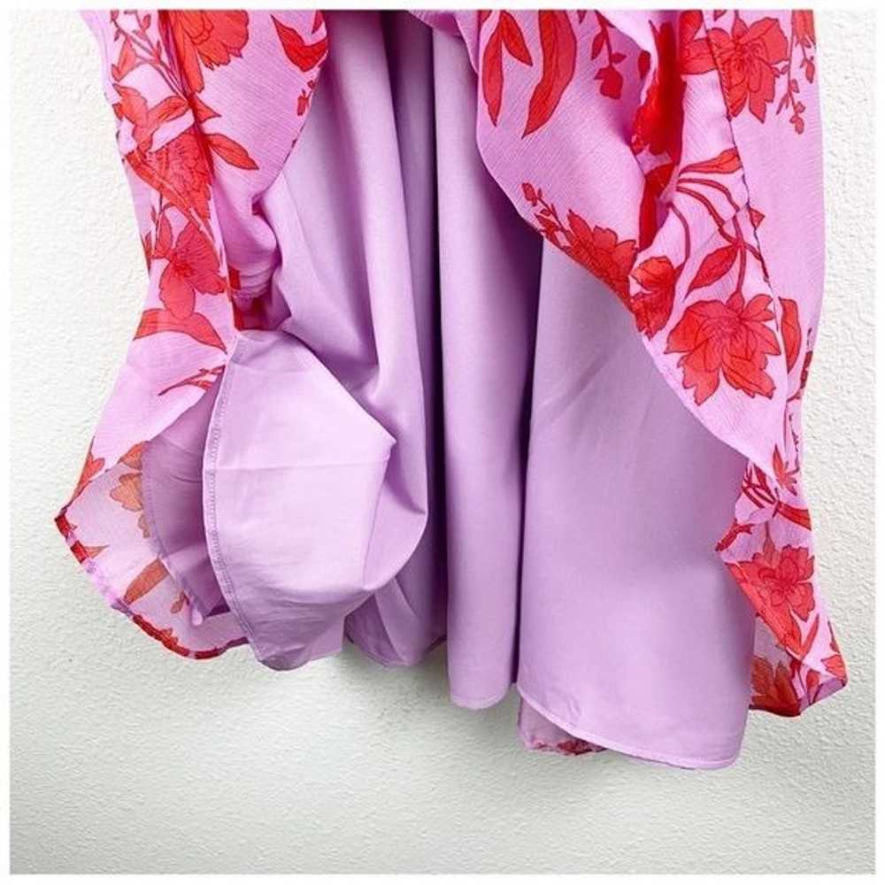 Ann Taylor Pink and Purple Floral Ruffle Midi Dre… - image 11