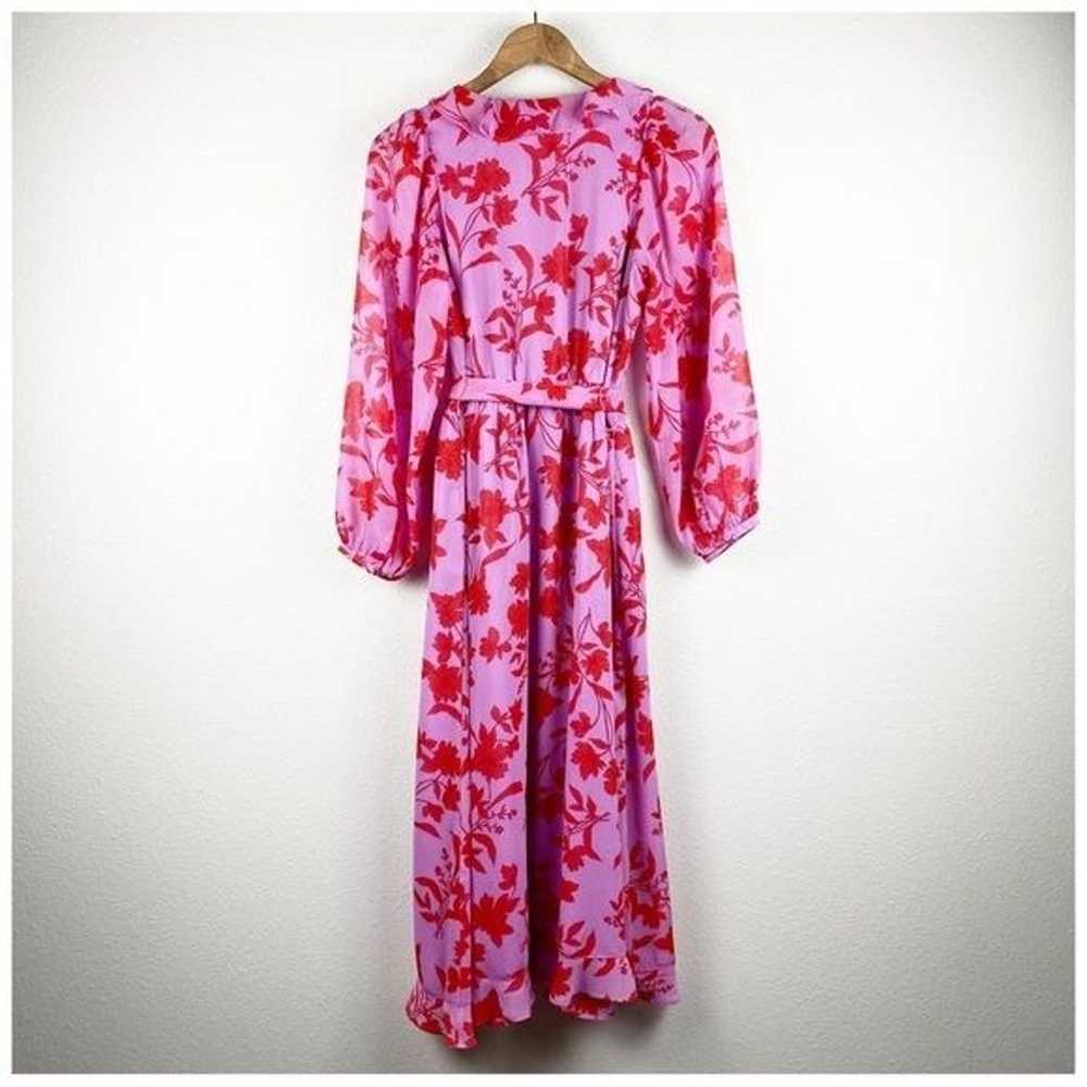 Ann Taylor Pink and Purple Floral Ruffle Midi Dre… - image 6
