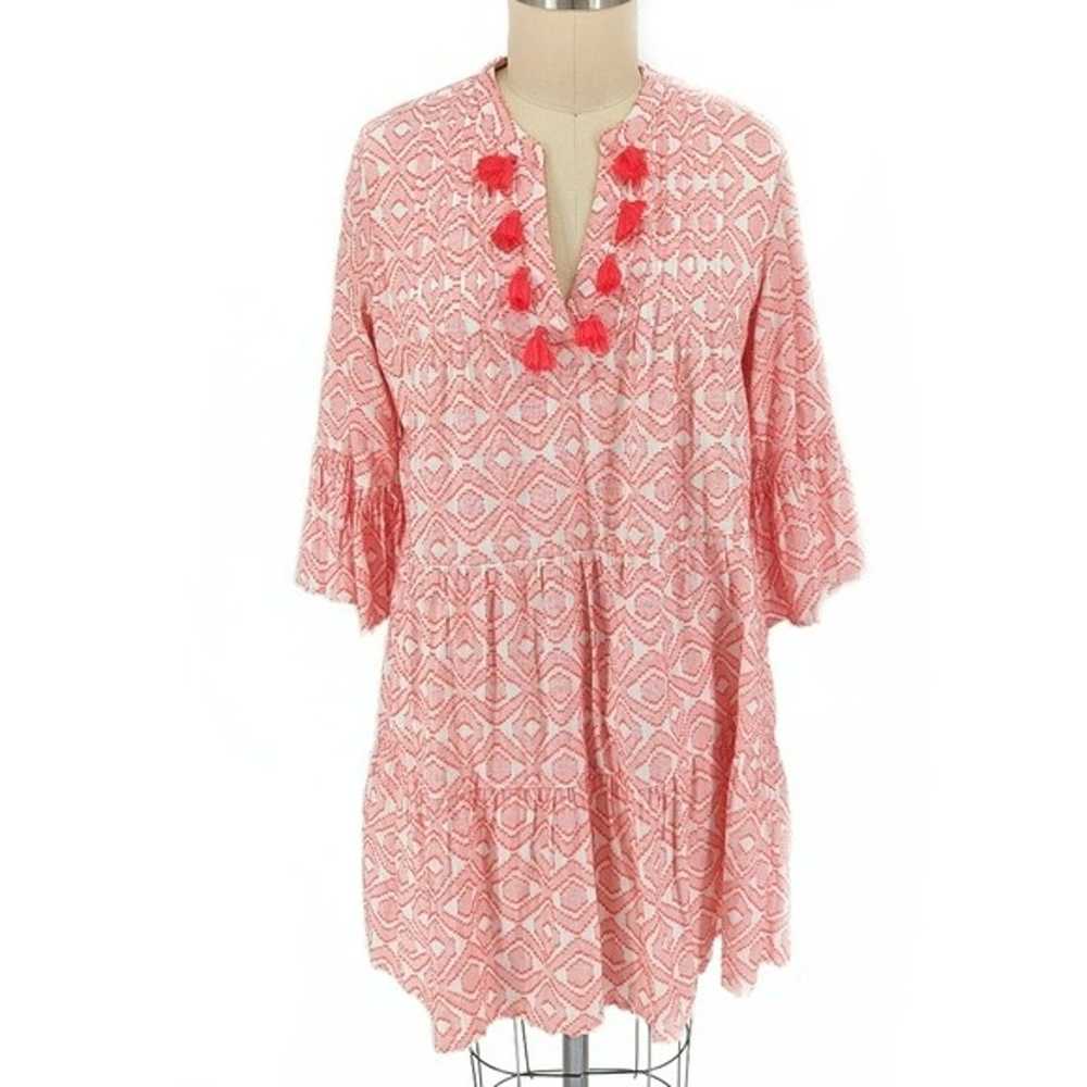 Tommy Bahama Printed Embroidered Tassels Tunic Dr… - image 1