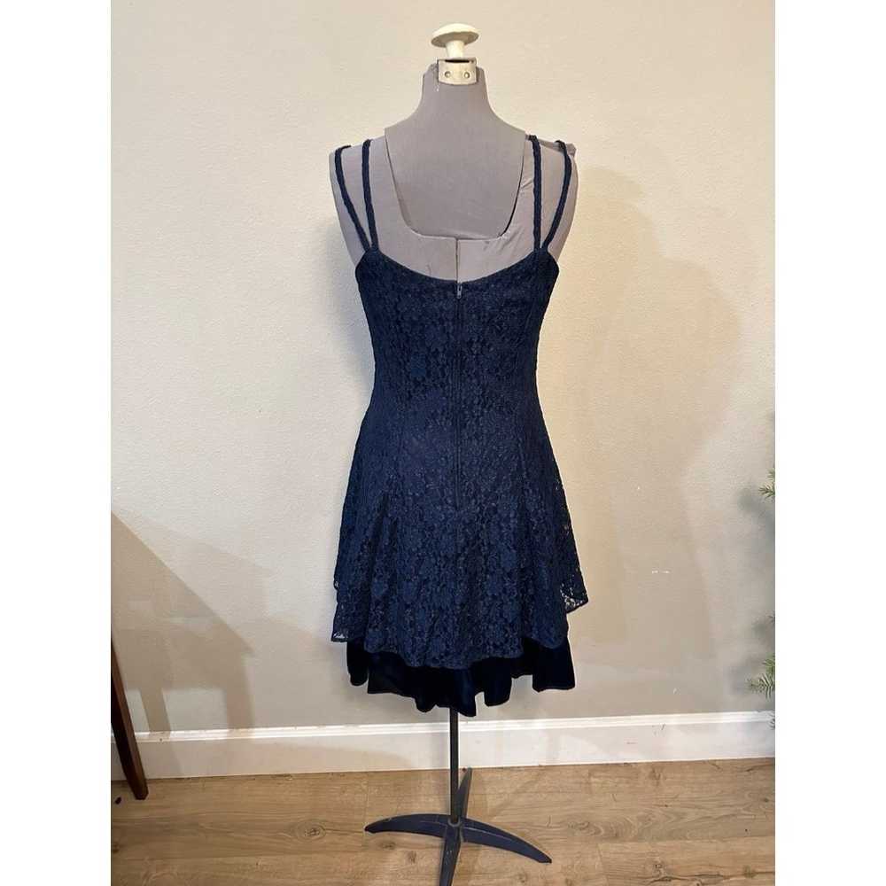 Vintage blue lace midi dress double straps full s… - image 3