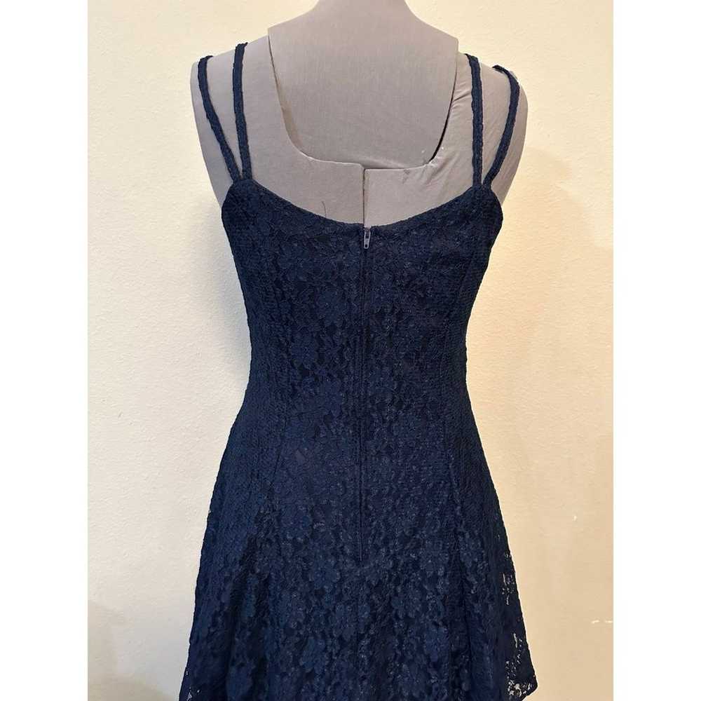 Vintage blue lace midi dress double straps full s… - image 4