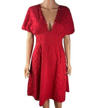French Connection Empire Dress Sz 8 Red Short Slee