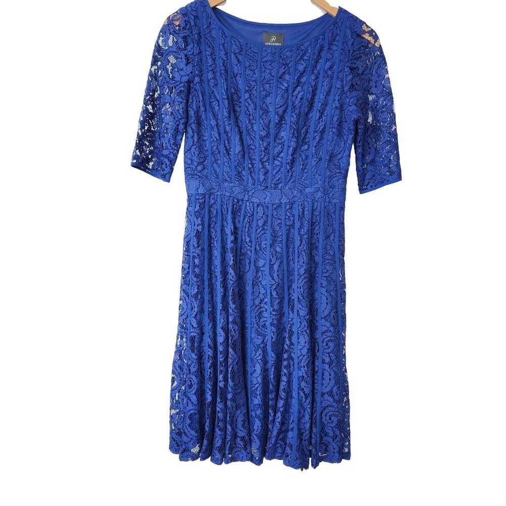 Adrianna Papell Dress Lined Blue Lace Dresss with… - image 1