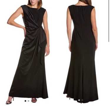 Adrianna Papell Black Satin Crepe Gown Size 6