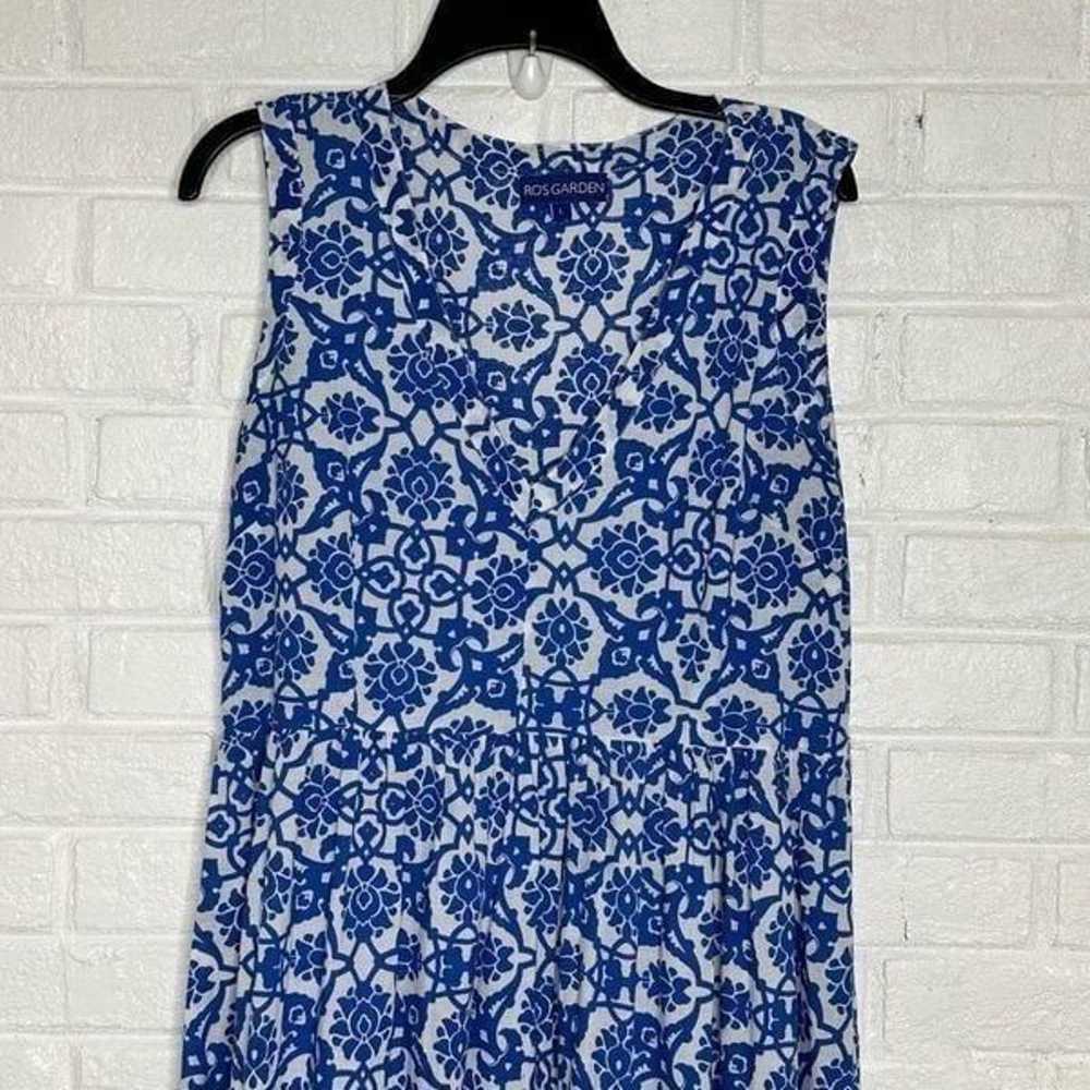 Ro's Garden Mariana Blue Floral Midi Dress size L… - image 2