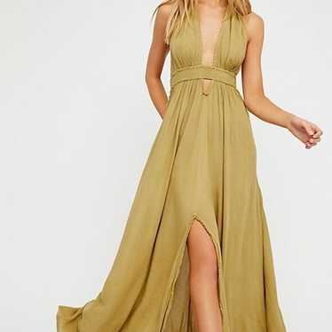 Free People Look into the Sun maxi dress olive gre