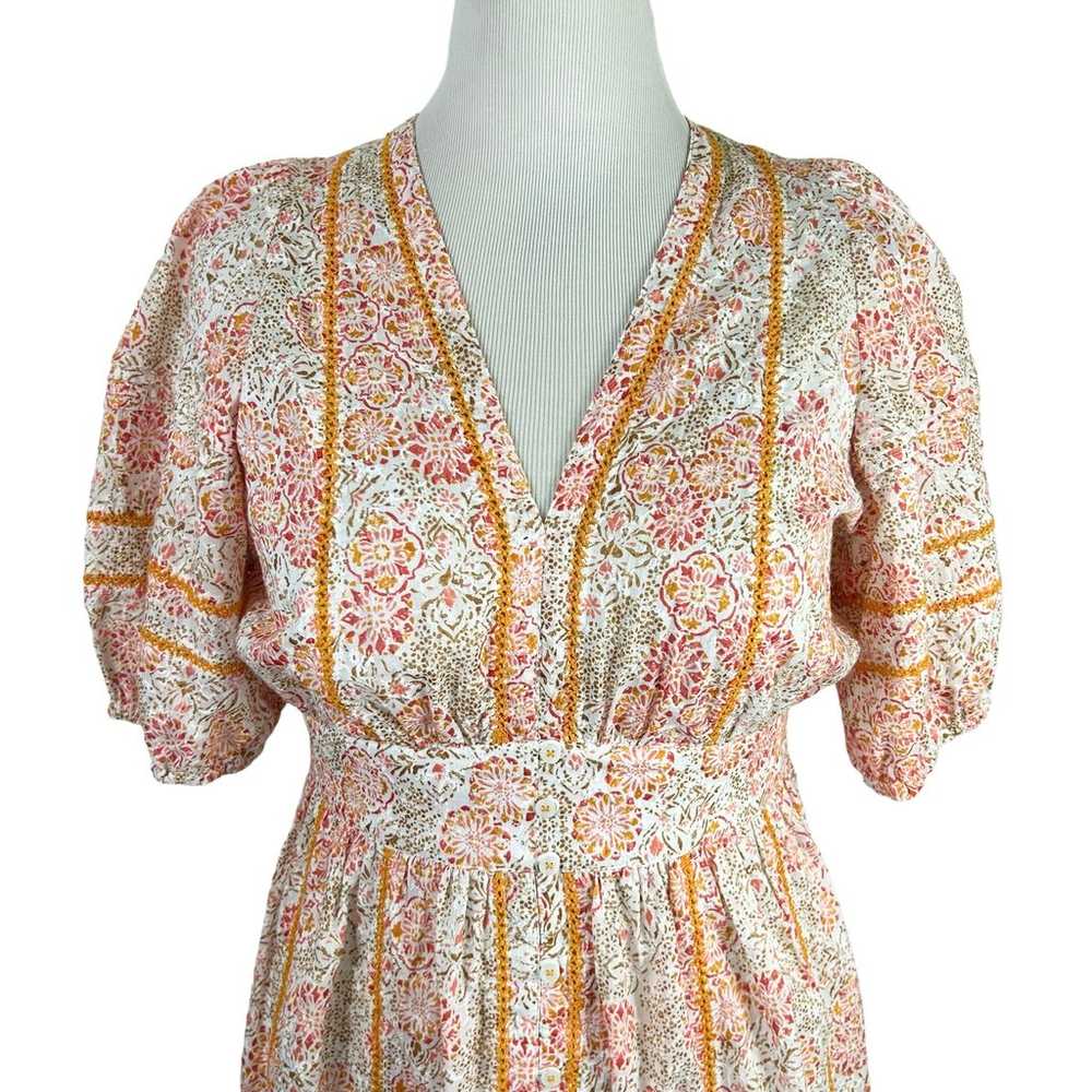 POUPETTE ST BARTH Floral DRESS L Eyelet Smocked P… - image 2