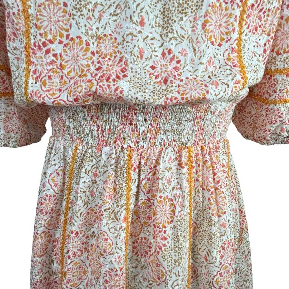 POUPETTE ST BARTH Floral DRESS L Eyelet Smocked P… - image 6