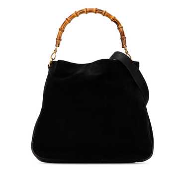 Black Gucci Bamboo Suede Satchel