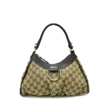 Beige Gucci GG Canvas Abbey D-Ring Shoulder Bag