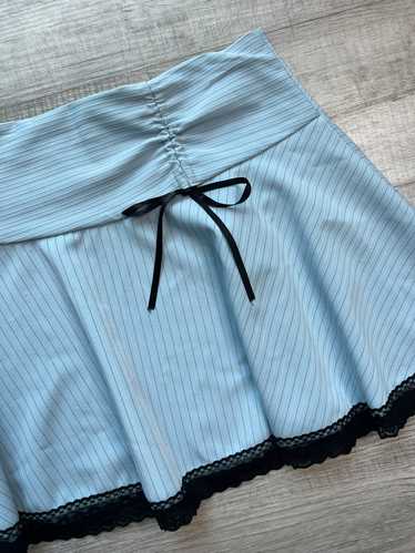 2000s Vintage Blue Pinstripe Mini Skirt - image 1