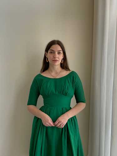 50s green taffeta dress