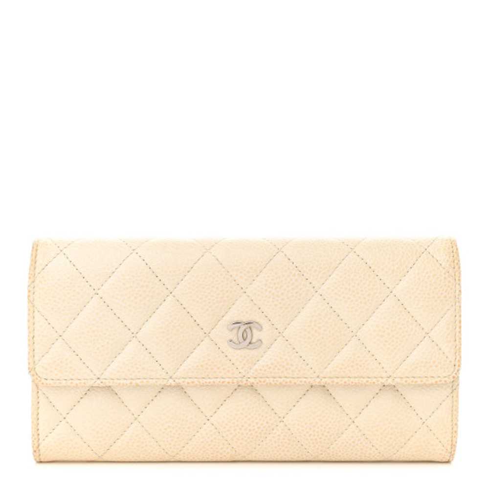 CHANEL Caviar Quilted Large Flap Wallet Ivory - image 1