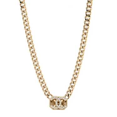 CHANEL Crystal CC Chain Choker Necklace Gold