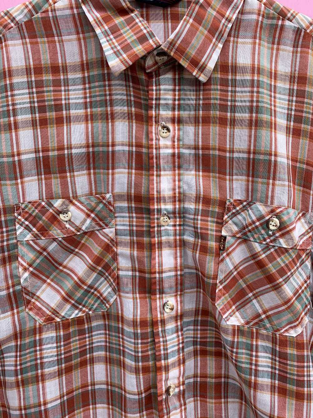 RETRO THIN LIGHTWEIGHT PLAID SHORT SLEEVE BUTTON … - image 4