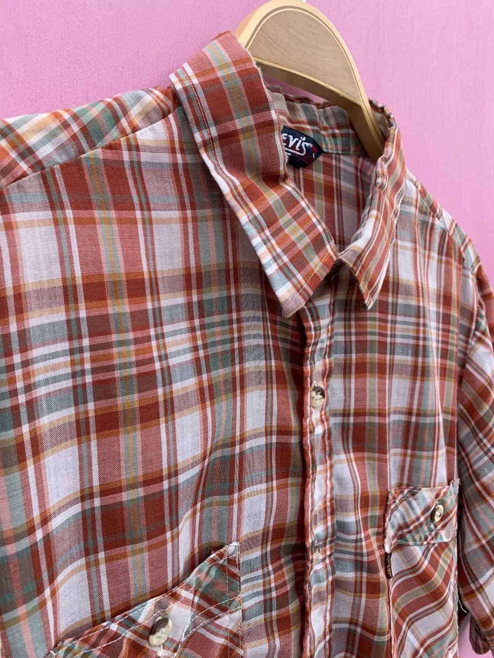 RETRO THIN LIGHTWEIGHT PLAID SHORT SLEEVE BUTTON … - image 6