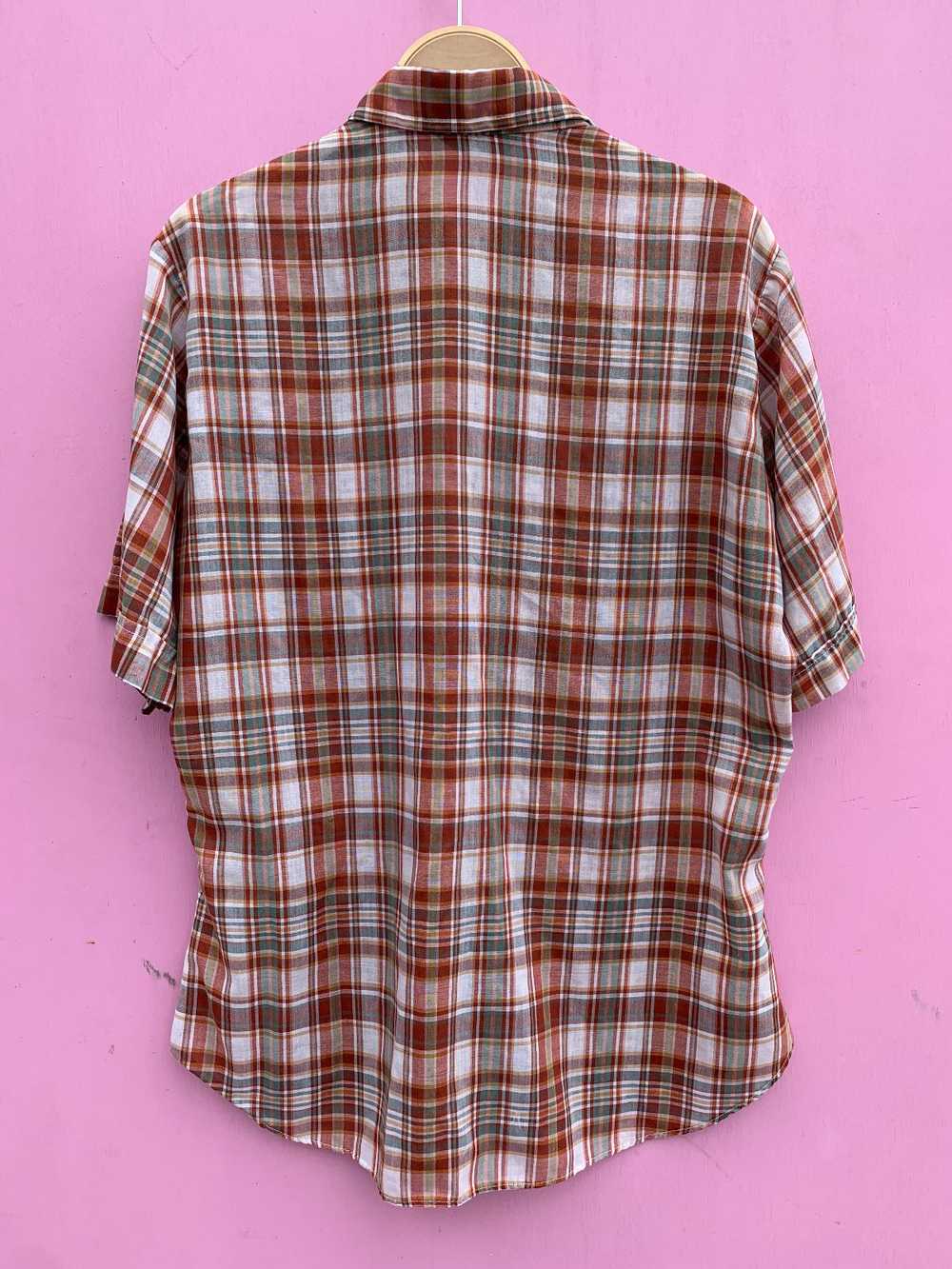 RETRO THIN LIGHTWEIGHT PLAID SHORT SLEEVE BUTTON … - image 7