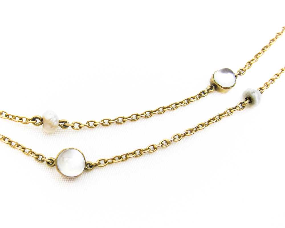 Circa 1900 Pearl & Moonstone Chain - image 1