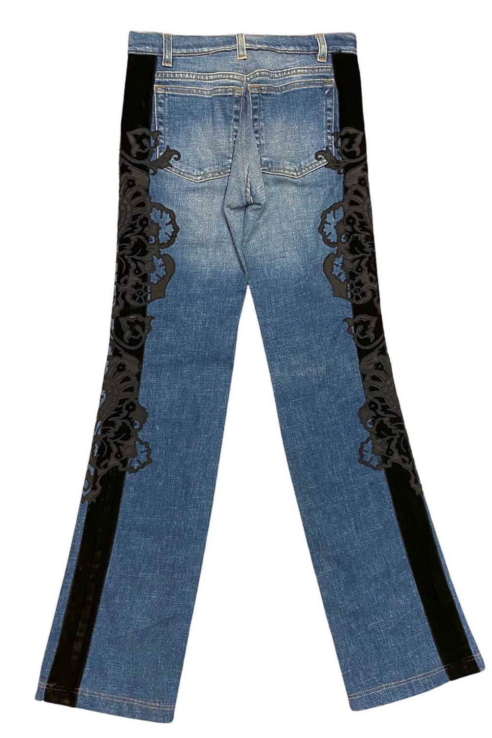 ROBERTO CAVALLI DENIM JEANS W BLACK VELVET APPLIQ… - image 2