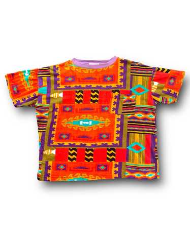 90s colorful oversized T shirt with pocket