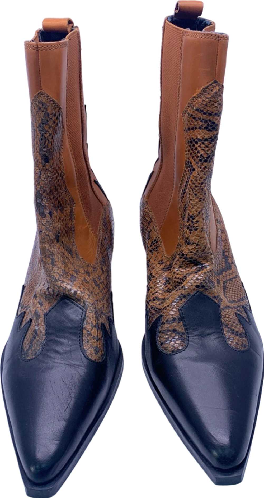 UNKNOWN Brown and Black Snake Print Cowboy Boots … - image 2