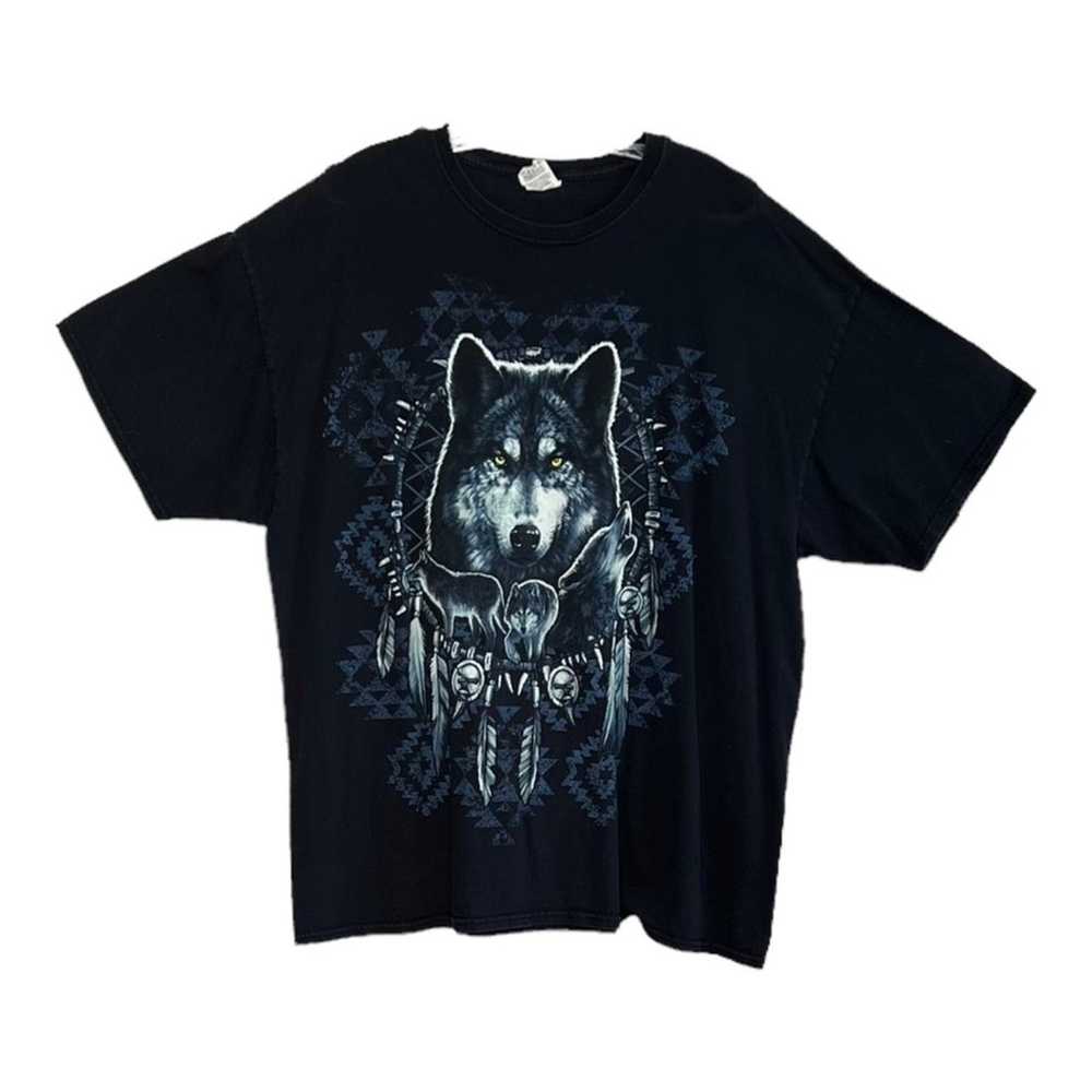 Oversized Nature Wolf Graphic Tee - image 1