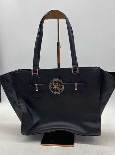 Guess Women's Black Tote Bag with Silver Logo Embl