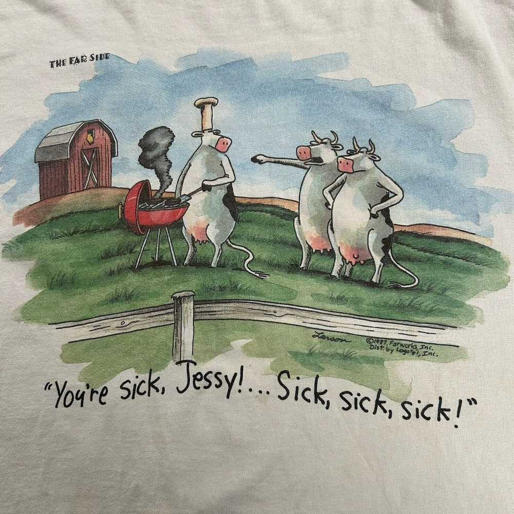 Vintage 1997 The Far Side T-Shirt Men 2XL Cow Bee… - image 3