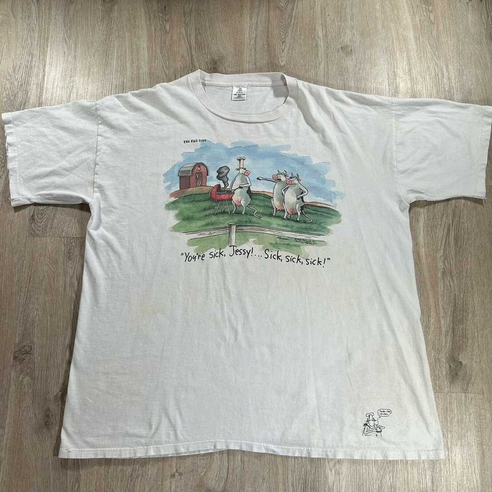 Vintage 1997 The Far Side T-Shirt Men 2XL Cow Bee… - image 5