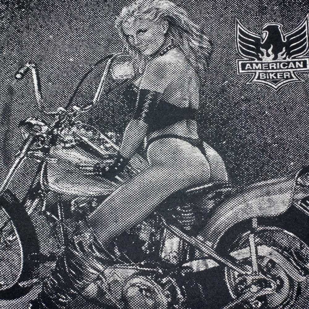 Vintage Harley Davidson 3D Emblem Biker Girl Shirt - image 4